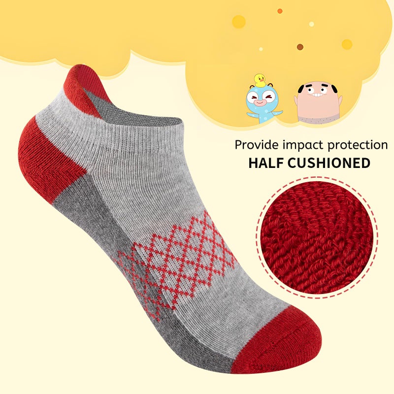 Comfoex Boys Socks 6 Pairs Ankle Athletic Sock Half Cushioned Low Cut Socks For Little Big Kids - Image 4